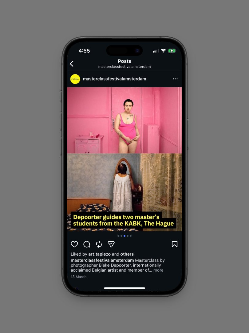 Instagram post: a guest in a pink room